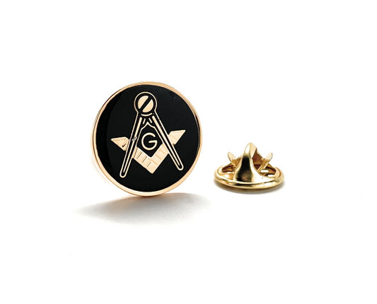 Freemason Lapel Pin Freemasonry Pin Gold Black Polished Round Enamel Pin