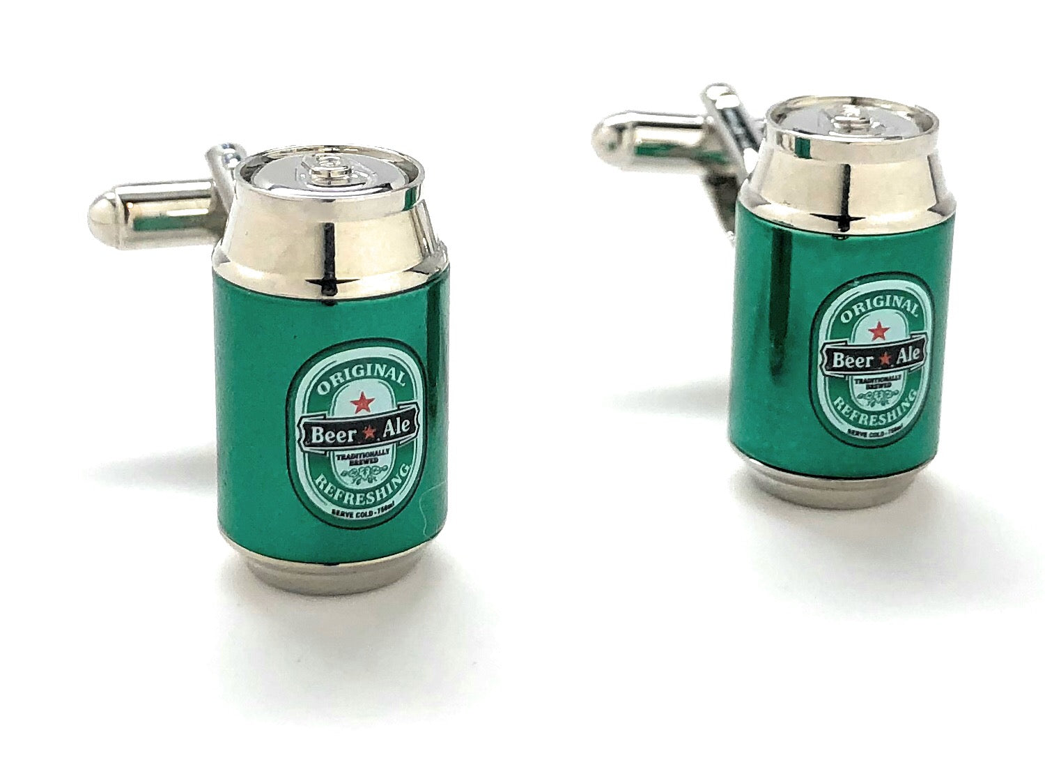 Green beer can cufflinks