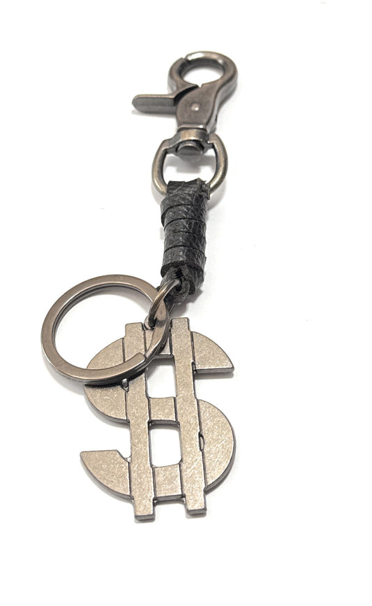Keychain with dollar sign design on a white background