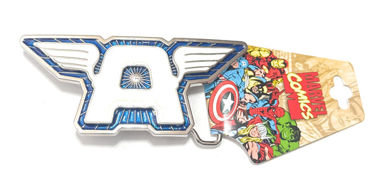 Marvel Captain America Winged Shield Belt Buckle – Superhero Cosplay, Comic Fan Gift, Classic Blue & Silver Design