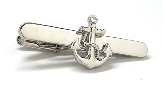 Tie Clip Silver Anchor Tie Bar Boat Sailing Cruise Ship Sailor Tie Clasp Boating