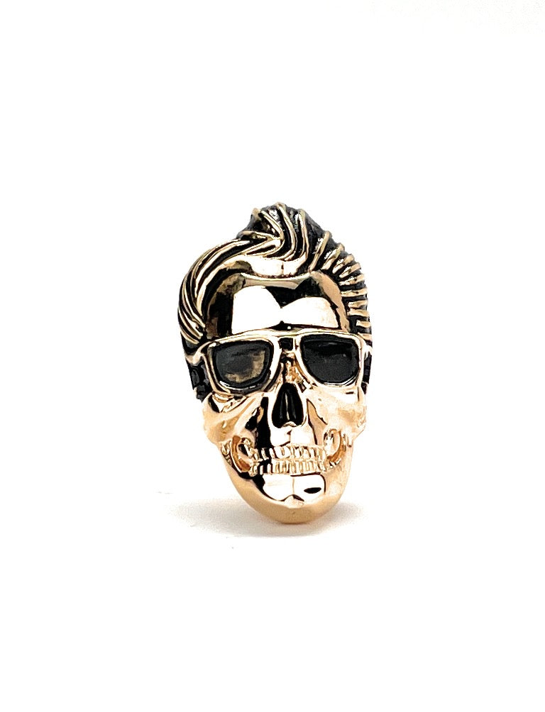 Elvis Head Lapel Pin Gold Black Enamel Pin Rock and Roll
