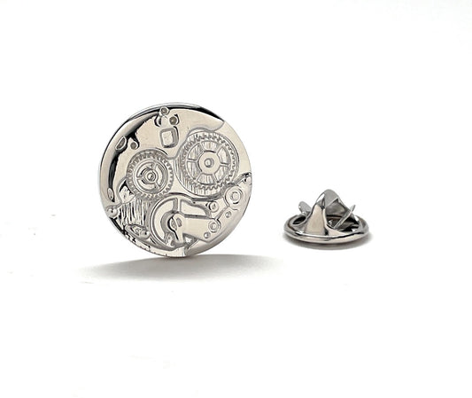 Embossed Watch Design Lapel Pin Silver Enamel Pin
