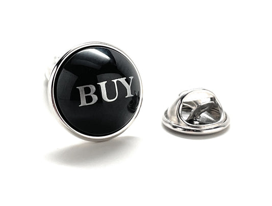 BUY Stock Market Lapel Pin – Black Enamel Trader Button for Investors, Finance & Wall Street Style