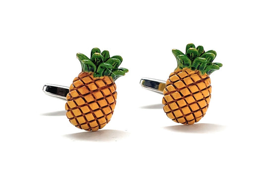 Pineapple Cufflinks 3D Design Hand Painted Custom Cuff Links