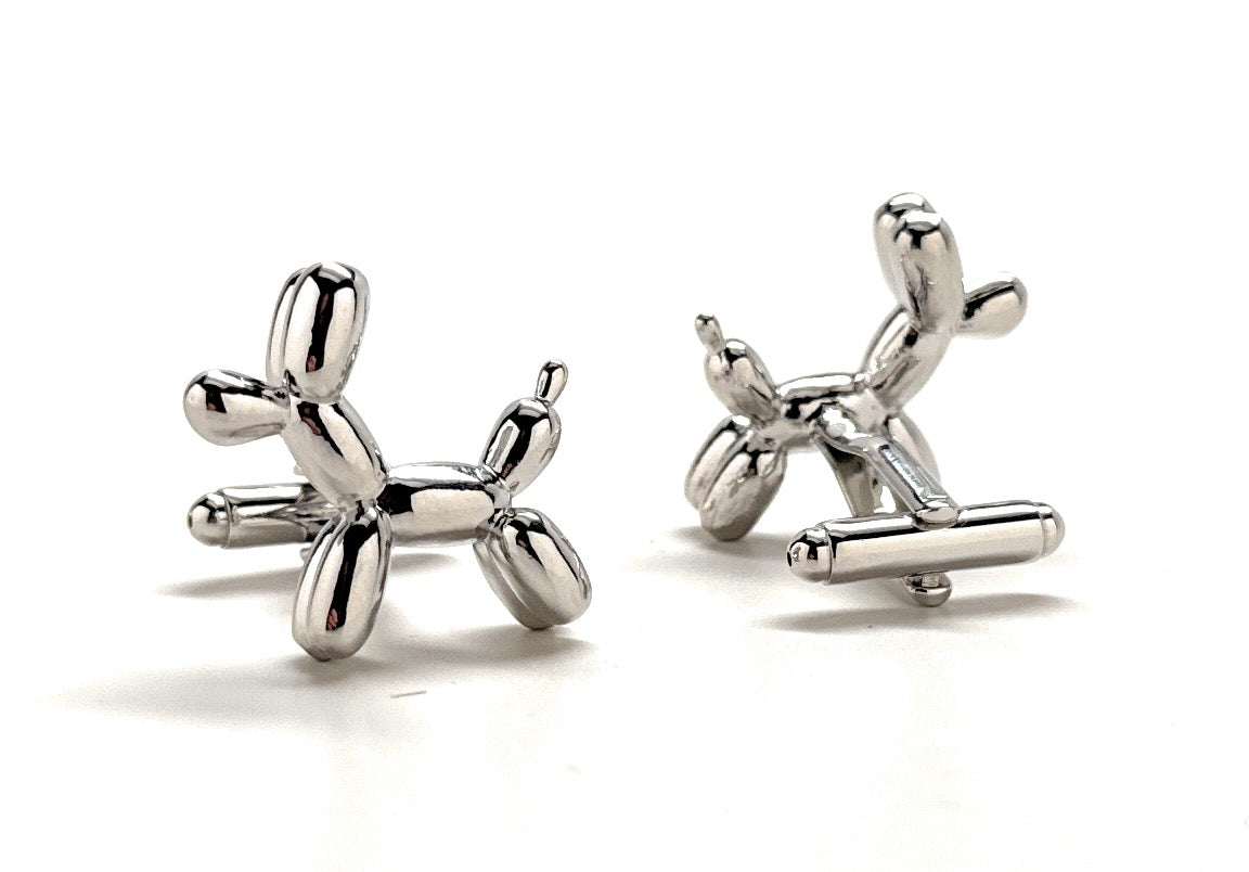 Balloon Dog Cufflinks Silver Plating Finish Dog Cufflinks Puppy Dog Mans Best Fried Family Dog Best Pets Cuff Links