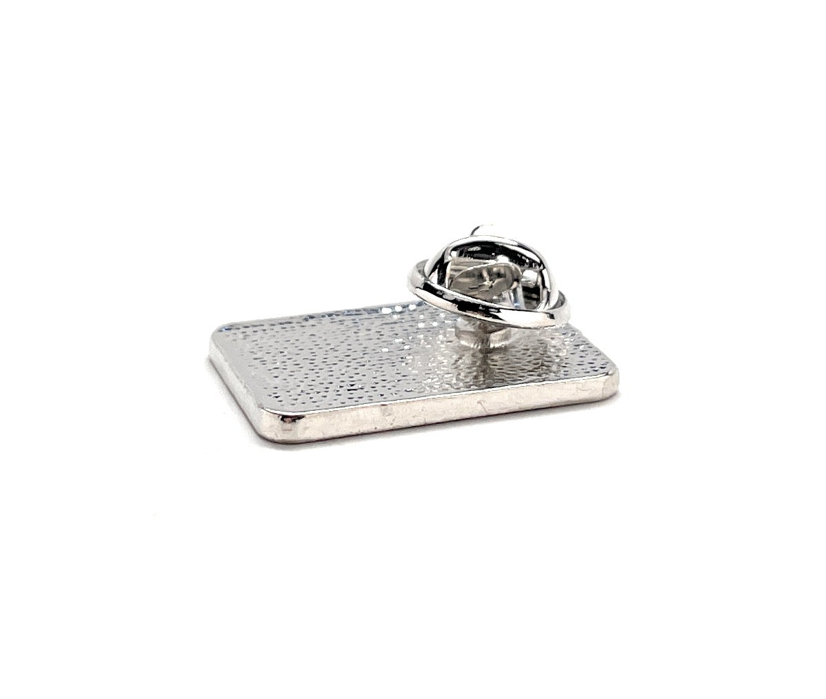 Silver tray with decorative item on a white background