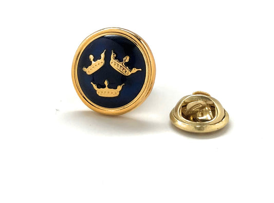 Three Kings Lapel Pin Royal Blue Gold Crowns Tie Tack The Royal Family Enamel Pin Crest
