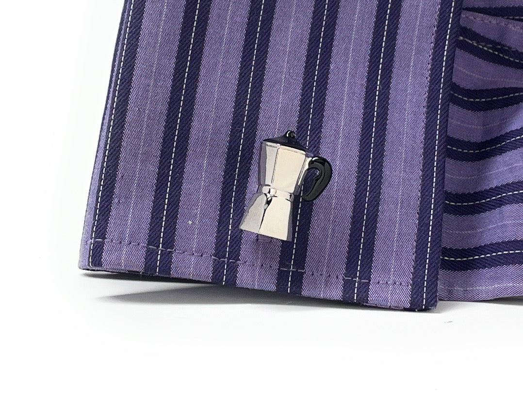 coffee pot cufflinks purple cufflinks shirt 