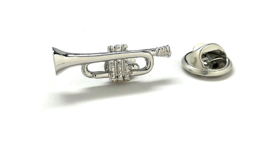 Silver Trumpet Pin Jazz Band Lapel Pin Tie Tack