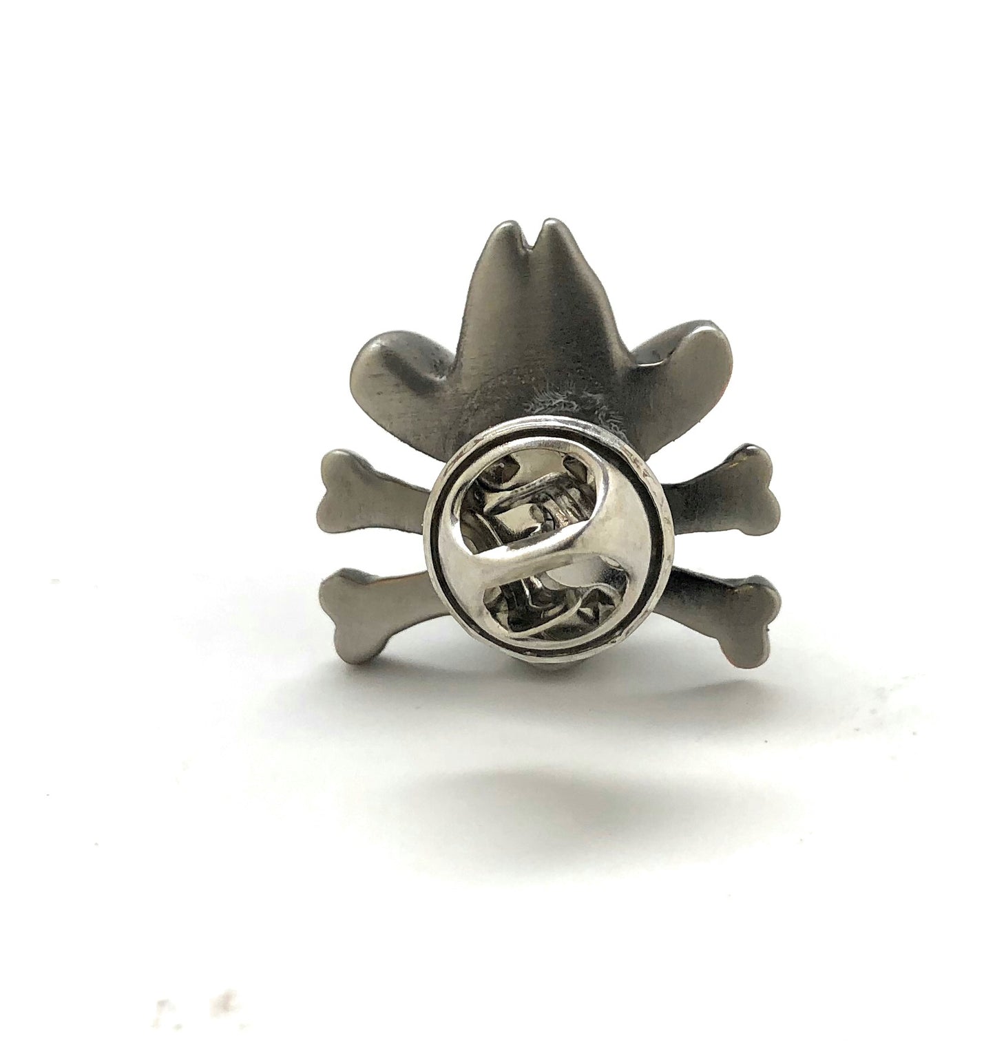 Bone Bandit Lapel Pin Cowboy Skull and Bones Enamel Pin Pewter Finish