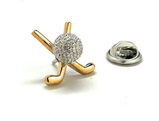 Lapel Pin Golf Clubs and Ball Enamel Pin Gold and Silver Golfers Dream Tie Tack Pin Golf Gift Nice Gift for a Golfer