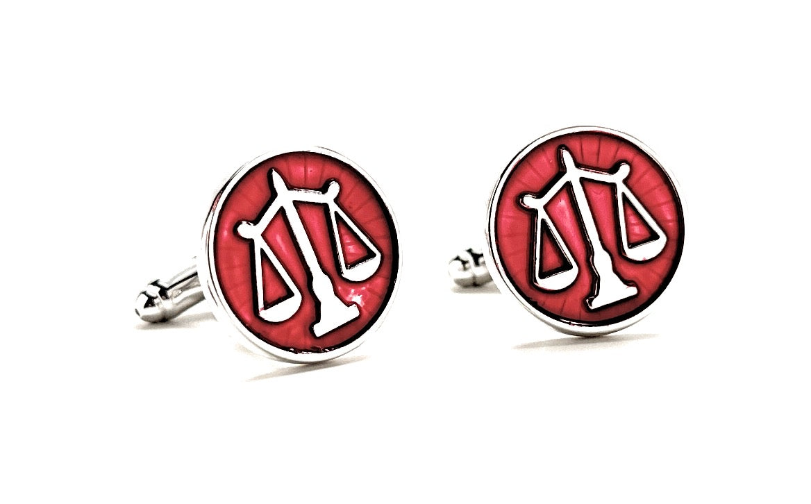 Lawyer Gift Scales of Justice Cufflinks Red Enamel Silver Platted Attorney Gift Judge Lawyer Svg Cuffs Links Justice Scales