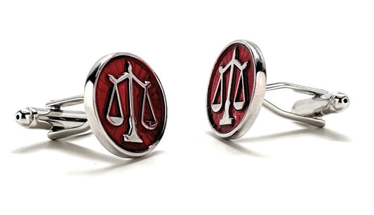 Lawyer Gift Scales of Justice Cufflinks Red Enamel Silver Platted Attorney Gift Judge Lawyer Svg Cuffs Links Justice Scales