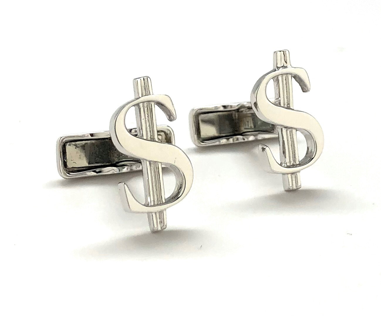 Sterling silver dollar sign cufflinks for men – 925 money symbol cufflinks