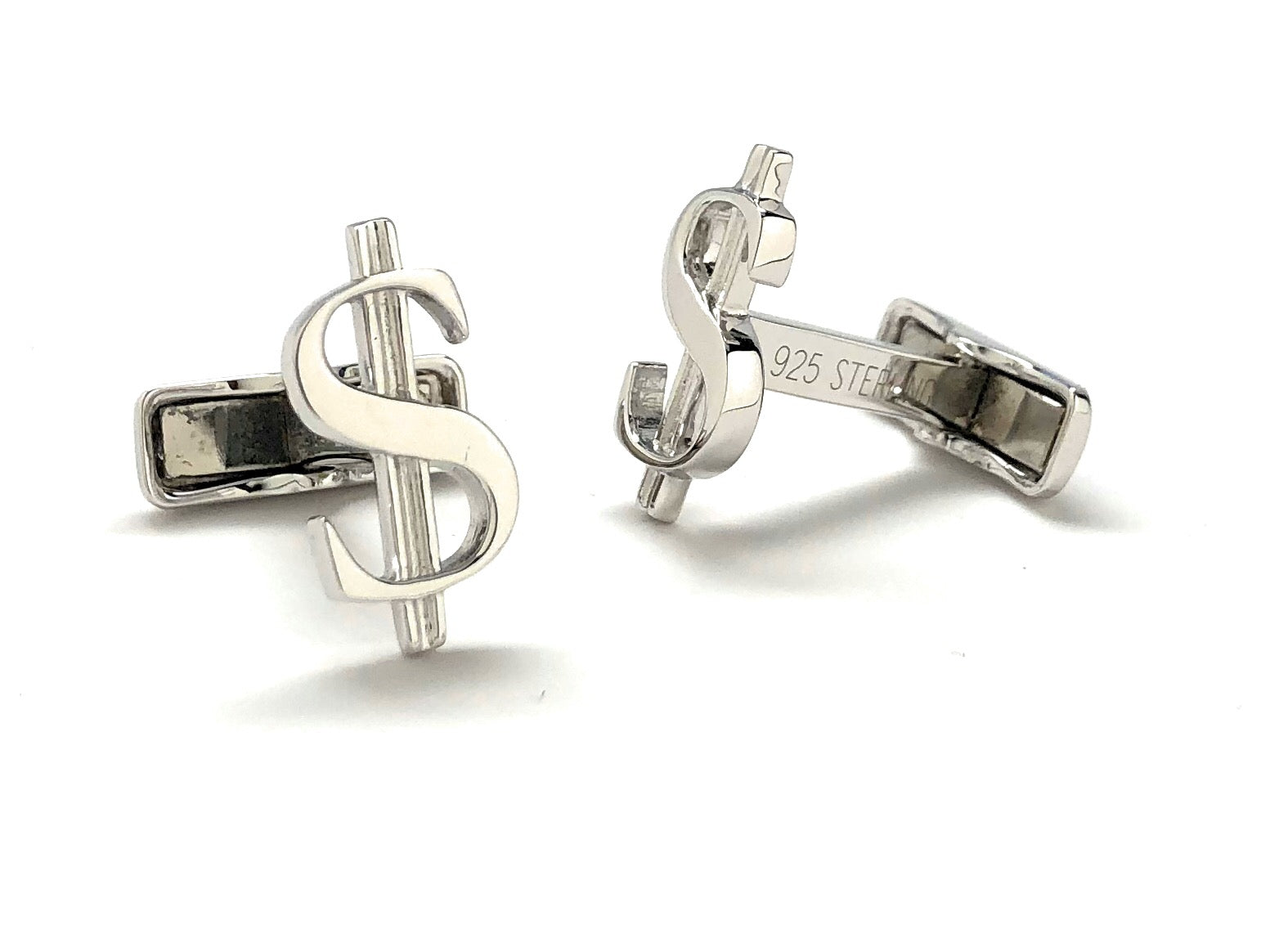 Sterling silver dollar sign cufflinks for men – 925 money symbol cufflinks
