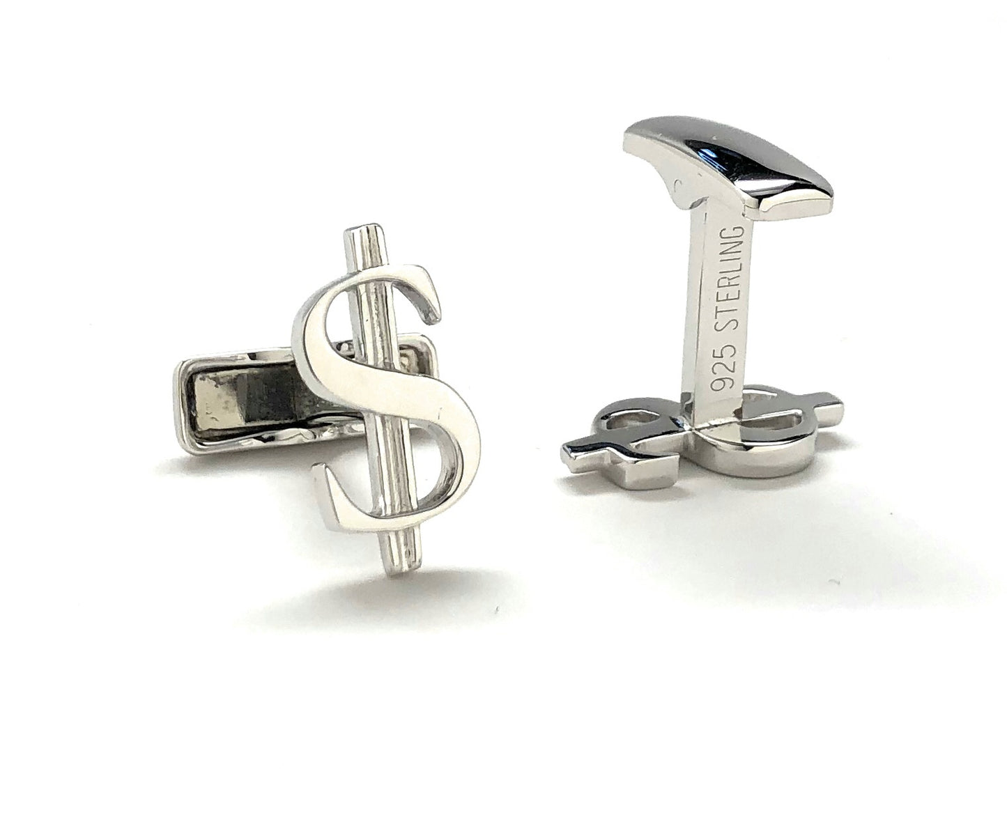Sterling silver dollar sign cufflinks for men – 925 money symbol cufflinks