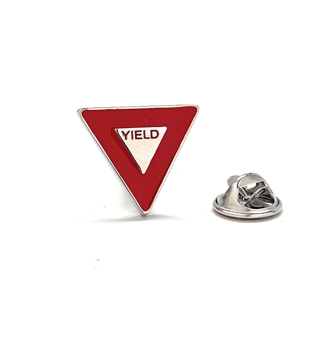 Fun Yield Sign Lapel Pin - Unique and Playful Accessory for Every Occasion