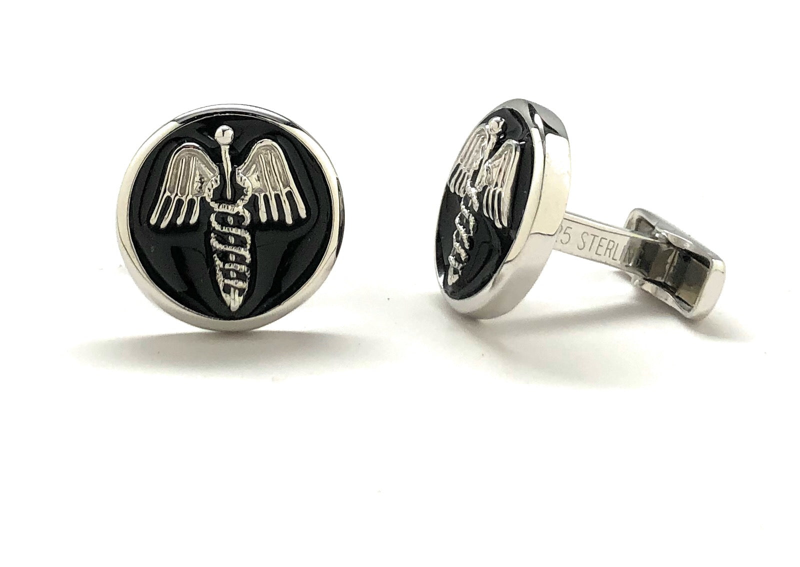 Premium sterling silver doctor logo cufflinks JayPins