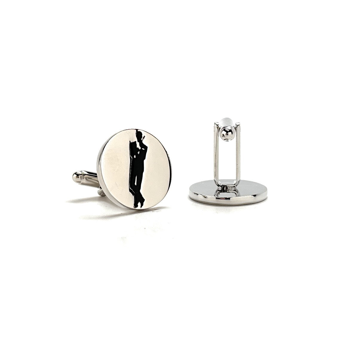 James Bond Cufflinks Famous Movie Poster Pose Cuff Links Super Spy Collection Royal Silver Platted Black Enamel Emboss Design with Gift Box