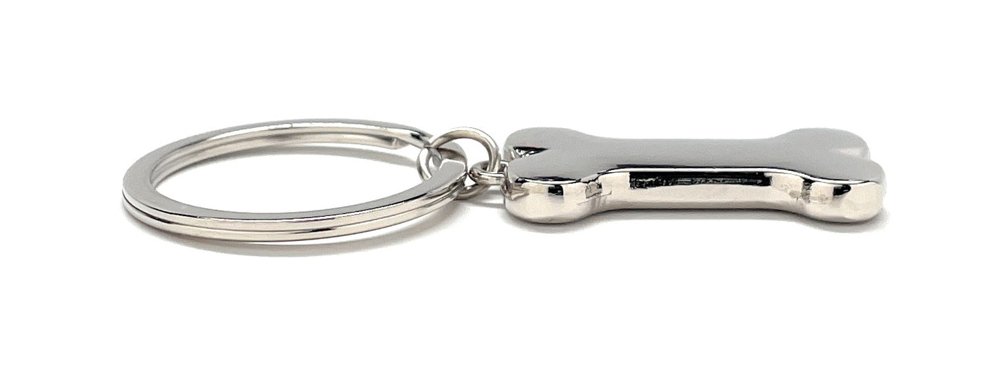 Dog Bone Keychain Silver Bone Charm Car Key Chain with Key Ring Dog Pet Gift Bag Purse Charm