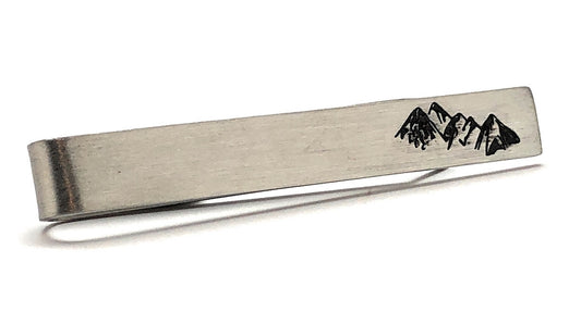 Mountain Tie Bar Tie Clip Hiking Backpacking Outdoors Mountain Climbing Camping Gift Rock Climbing Nature Rock Skiing Silver Tie bar