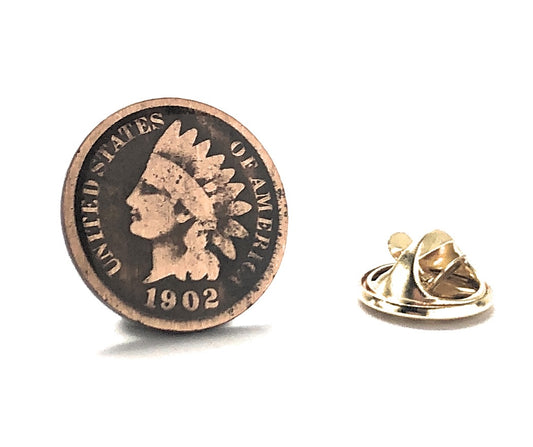 Indian Head Penny Coin Lapel Pin Old Wild West Coin Authentic from 1859 to 1909