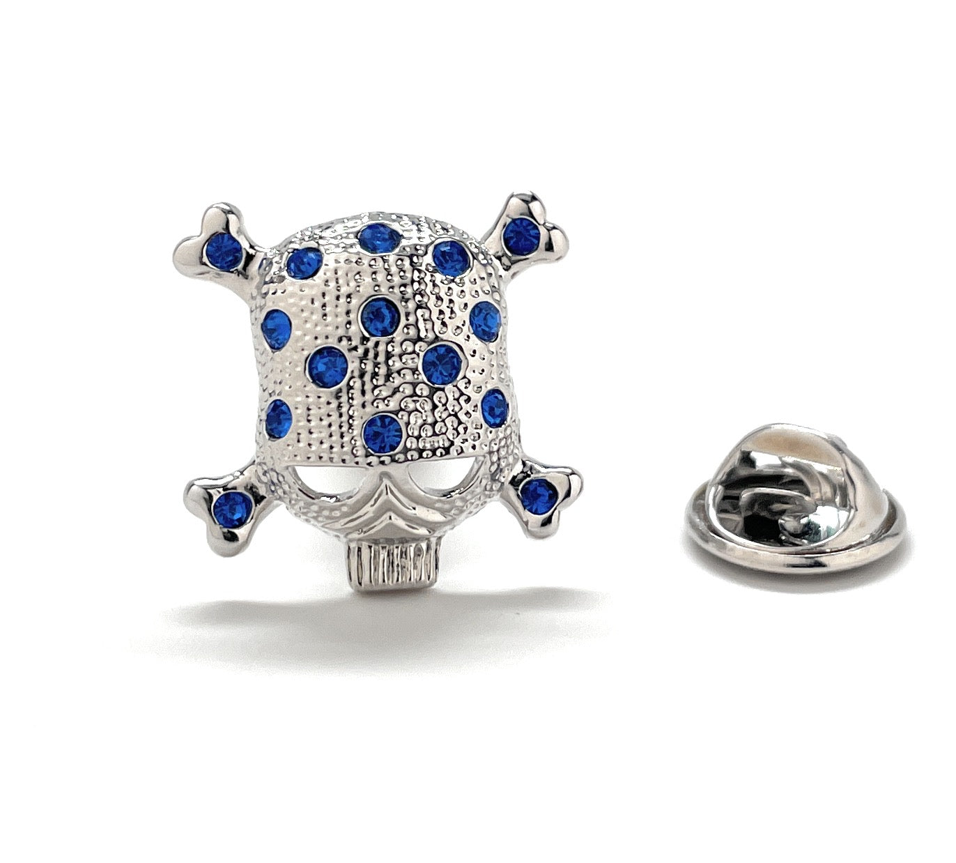 Captain Blue Beard Lapel Pin Silver Rhodium Platting with Blue Crystals Enamel Pin