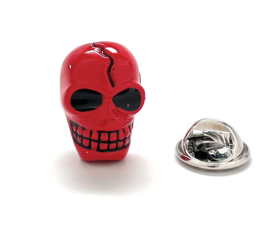 Red Head Lapel Pin Skull Red and Black Enamel Pin Suite Lapel Pin