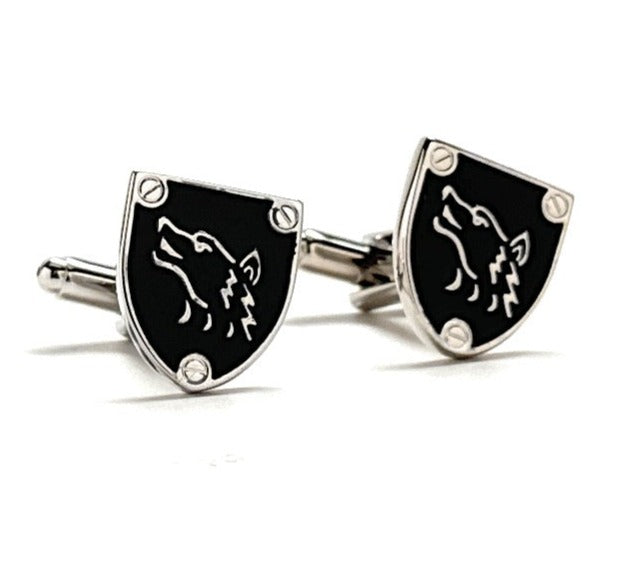 Werewolf Cufflinks Silver Design Wolf of the Black Forest Shield Silver Tone Cuff Links Cosplay 3D Design Highly Detailed Bane Wolf