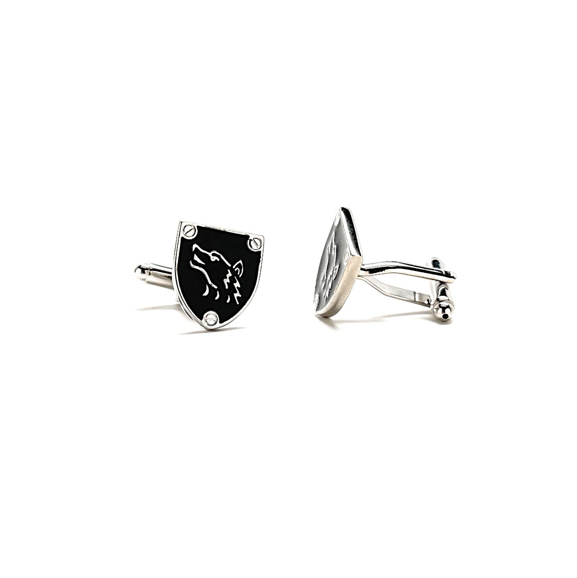 Werewolf Cufflinks Silver Design Wolf of the Black Forest Shield Silver Tone Cuff Links Cosplay 3D Design Highly Detailed Bane Wolf