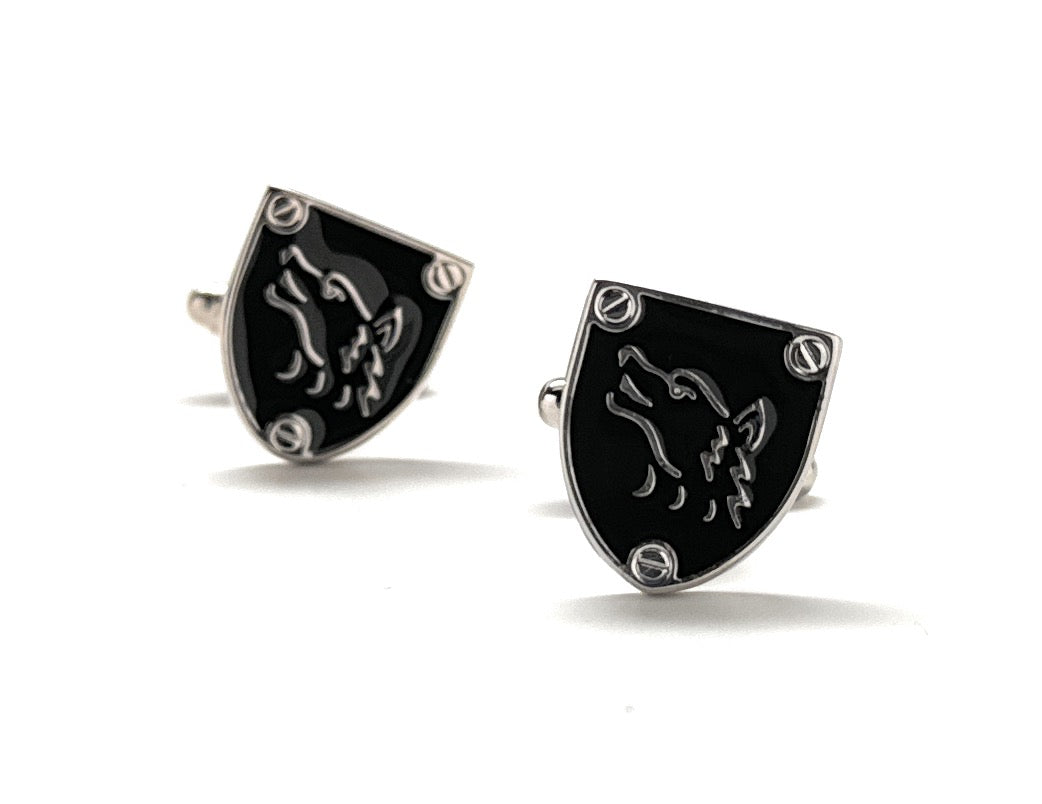 Werewolf Cufflinks Silver Design Wolf of the Black Forest Shield Silver Tone Cuff Links Cosplay 3D Design Highly Detailed Bane Wolf