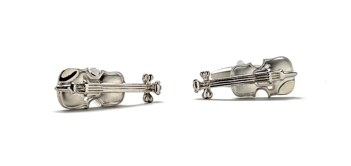 Violin Cufflinks Silver Plated Highly Detailed Music Orchestra Cuff Links