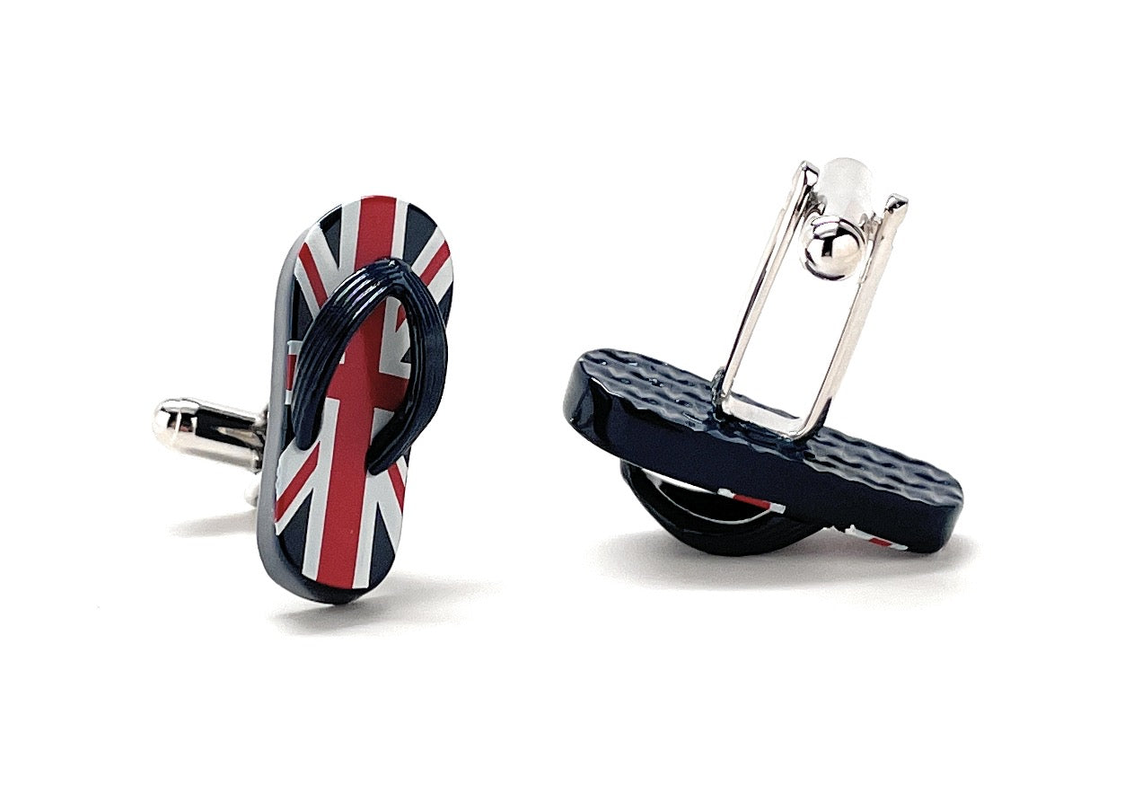 Cufflinks with Union Jack design on a white background