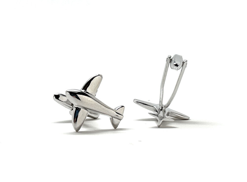 Silver Airplane Cufflinks – Aviation Pilot Gift & Travel Lover’s Accessory