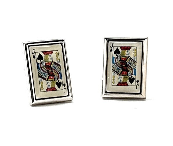 Jack of Spades Cufflinks Jack Playing Cards Lucky Gambling Las Vegas Betting Playing Card Suite Heart Cufflinks Gambling Gift