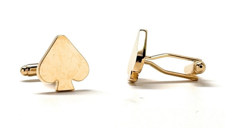 Ace of Spades Cufflinks Las Vegas Gambling Gold Spade Gamblers Lucky Ace Luck Cuff Links Shiny Gold Cut Out Design Winners Lucky Spades