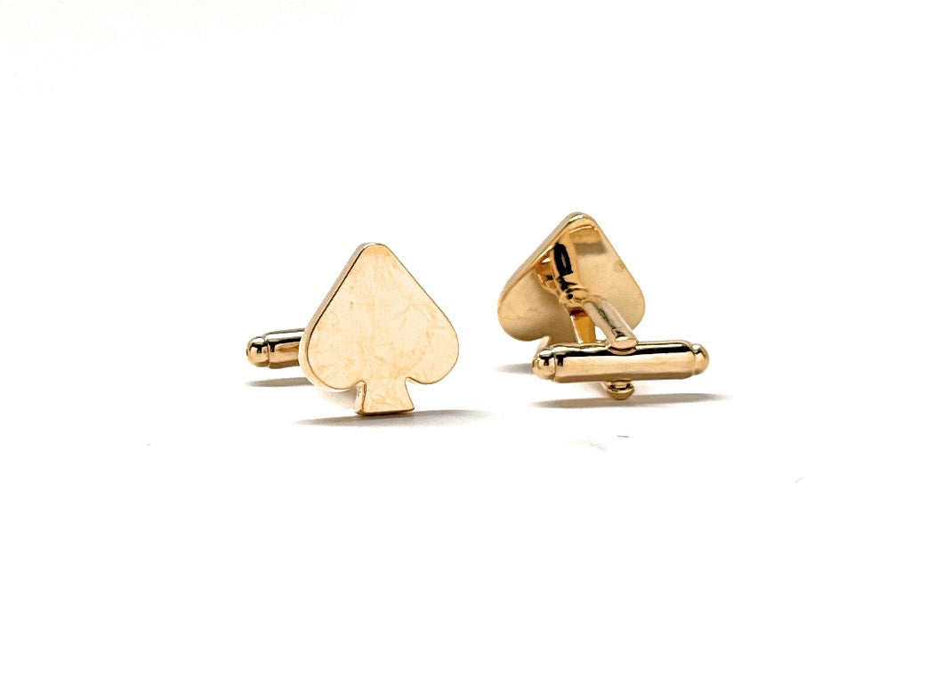 Ace of Spades Cufflinks Las Vegas Gambling Gold Spade Gamblers Lucky Ace Luck Cuff Links Shiny Gold Cut Out Design Winners Lucky Spades