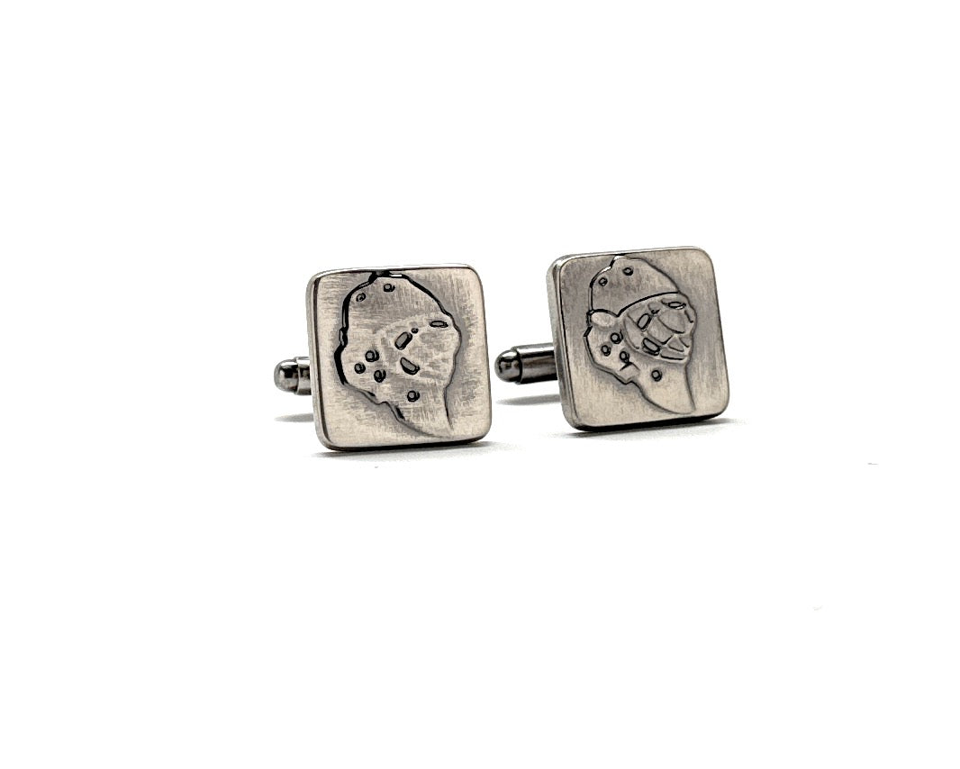 Legends of Hockey Cufflinks Goalie Mask Gunmetal Finish Bullet Backing Cuff Links