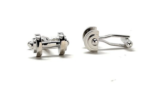 Dumbbell Cufflinks Body Builder Gift Silver Platted Weight Lifter Workout Gym Fitness Meathead Cuff Links