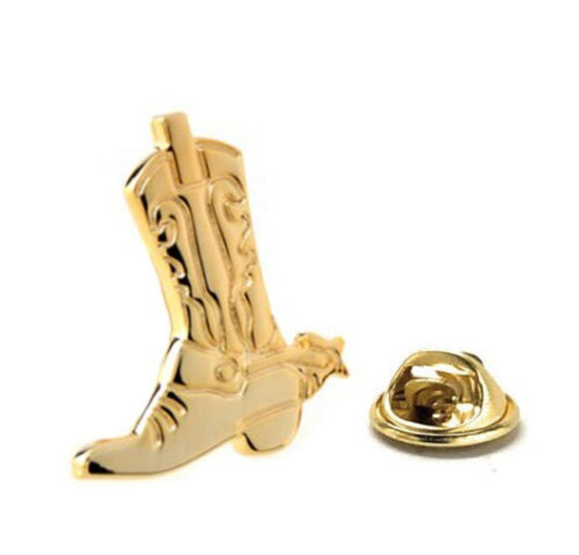 Cowboy Boot Pin Gold Enamel Pin Old West Western Lapel Pin Outlaws Tie Tack Pin