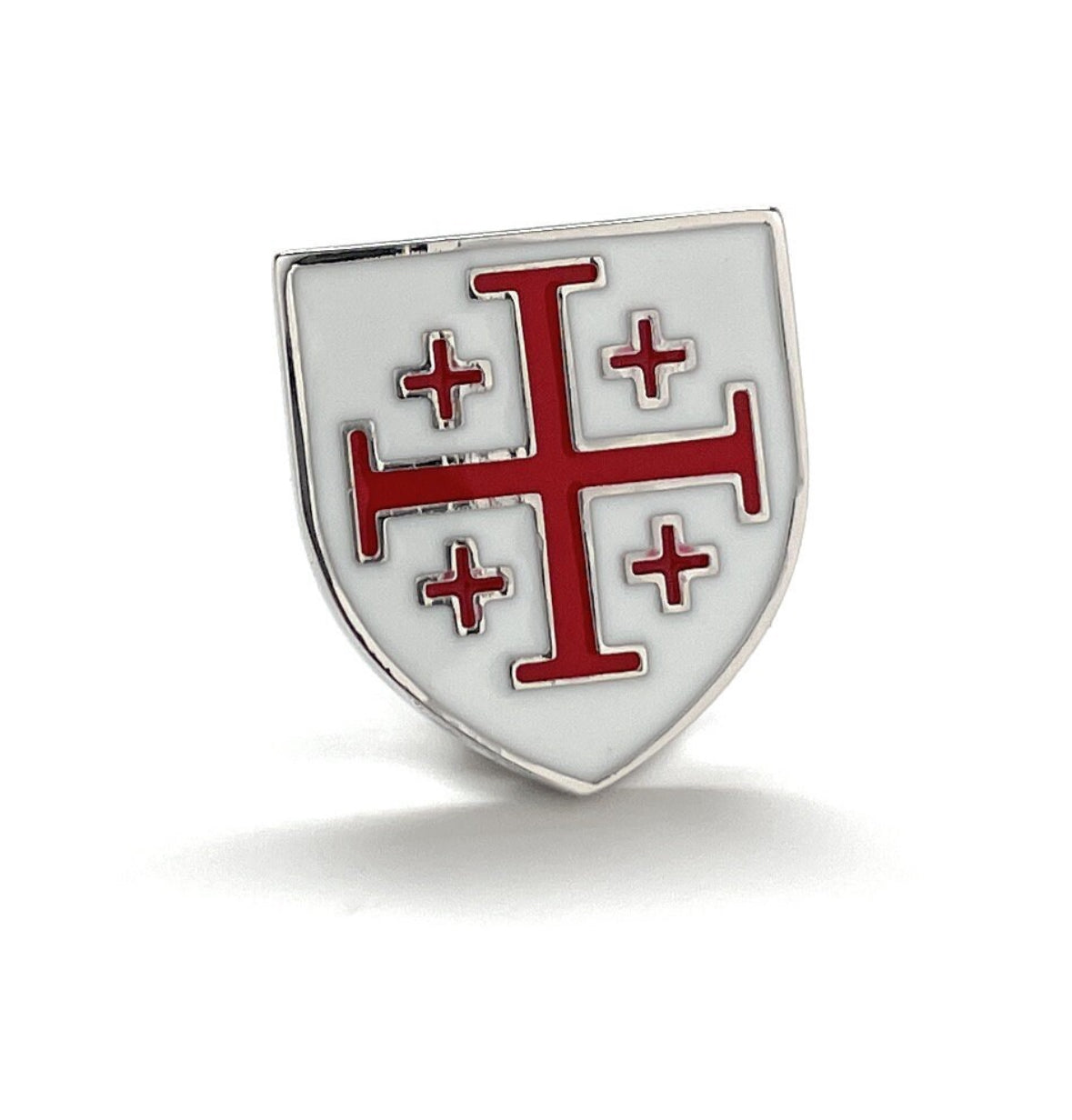 Crusaders Shield Pin Magnet Red and White Enamel Magnet Backing Jerusalem Cross Lapel Pin 3D Five-Fold Cross Pin Tie Tack Lanyard Pins