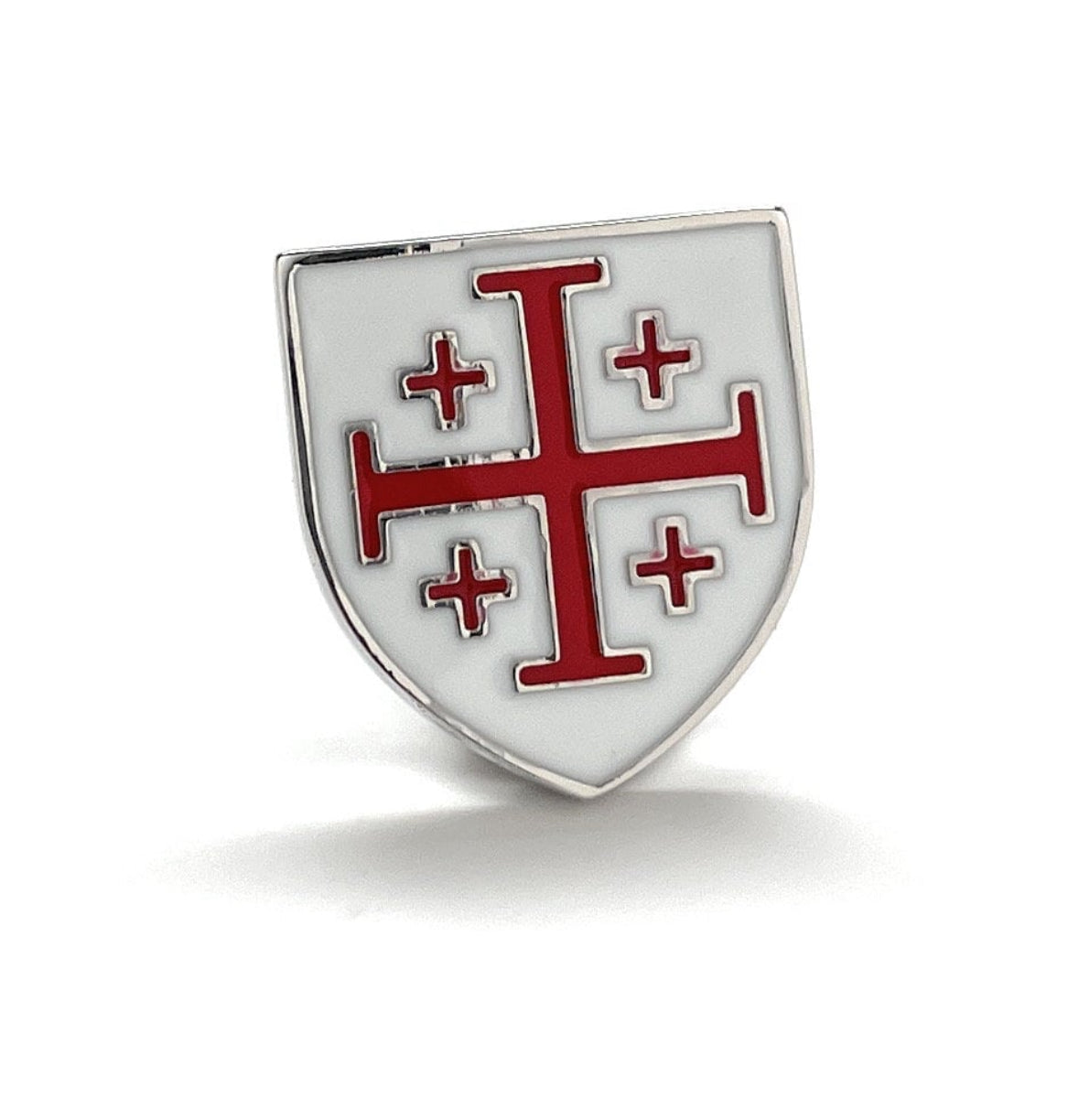 Crusaders Shield Pin Red and White Enamel Pin Jerusalem Cross Lapel Pin 3D Five-Fold Cross Pin Tie Tack Lanyard Pins