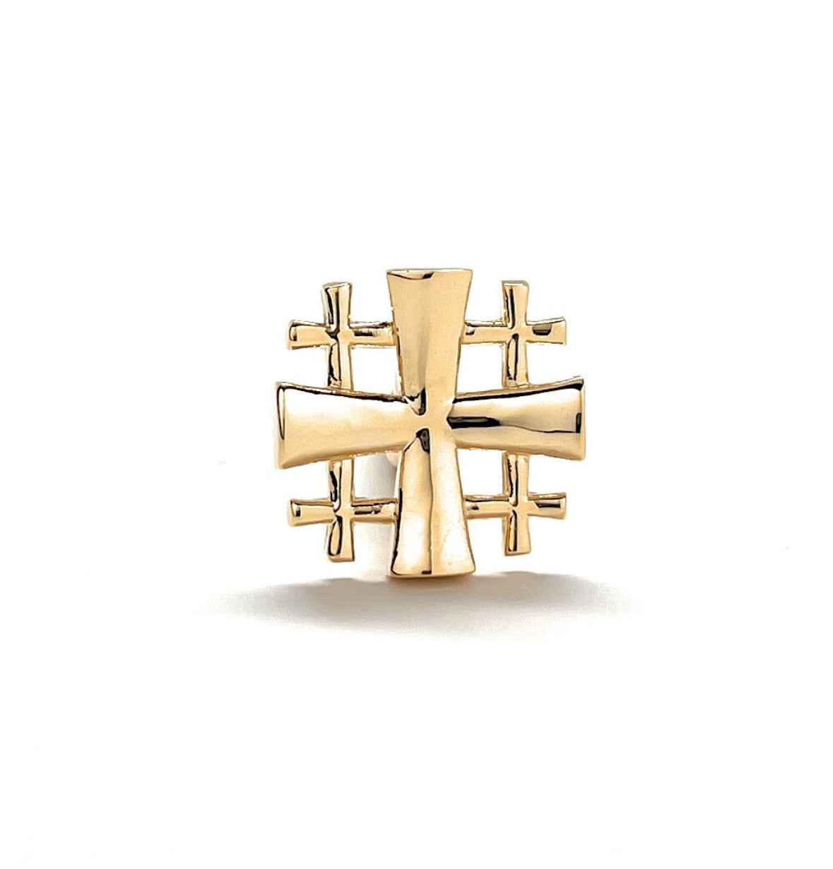 Jerusalem Cross Lapel Pin Crusaders Shield Cut Out Design Gold Tone 3D Five-Fold Cross Pin Tie Tack Lanyard Pins
