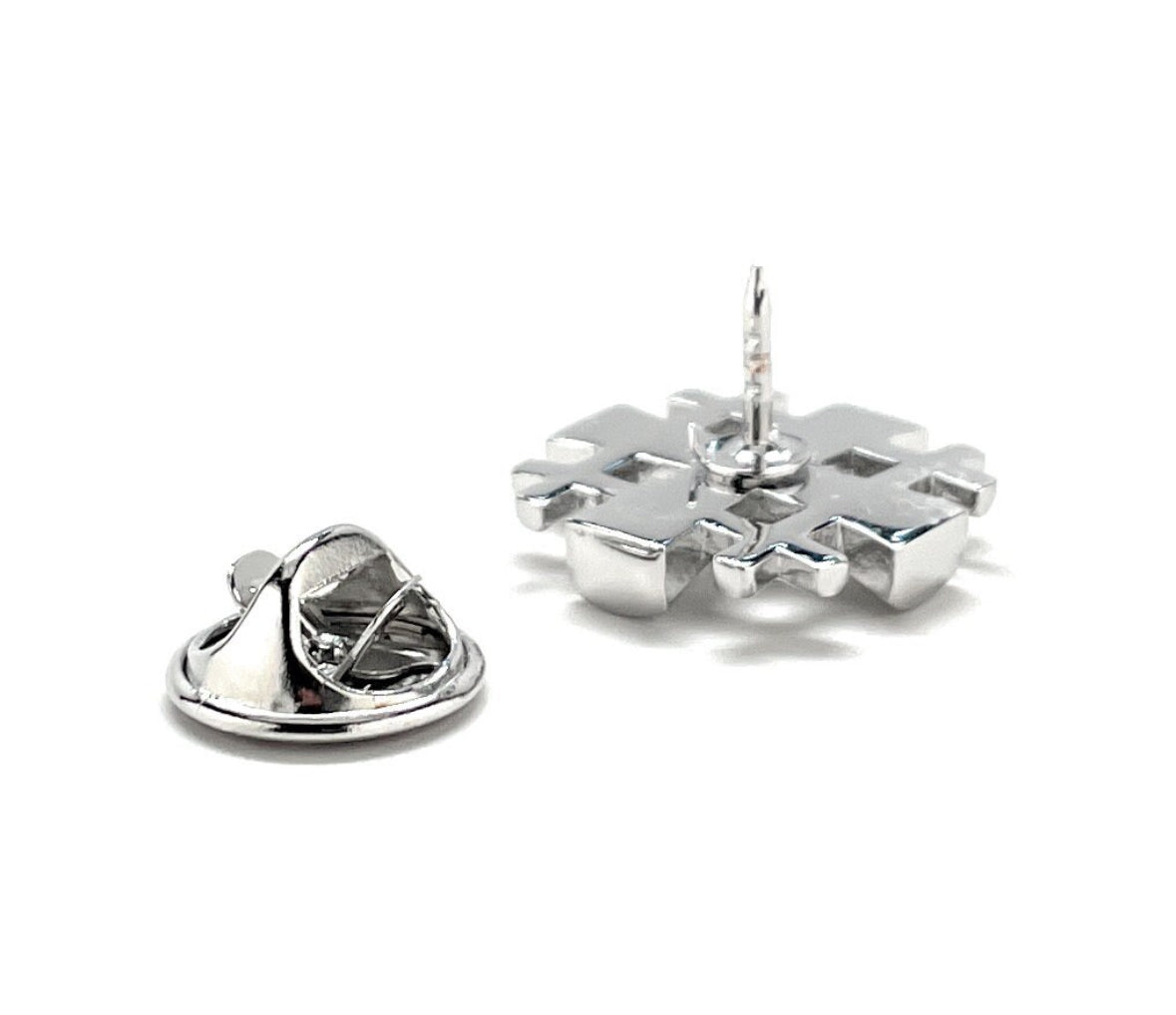 Jerusalem Cross Lapel Pin Crusaders Shield Cut Out Design Silver Tone 3D Five-Fold Cross Pin Tie Tack Lanyard Pins