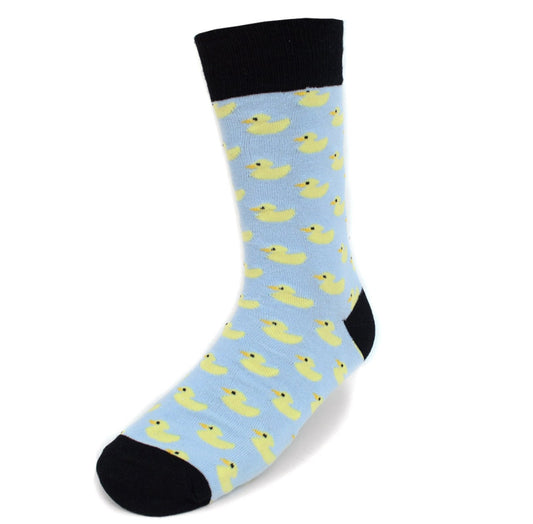 Rubber Ducky Socks Blue Yellow Ducklings Fun Crew Socks