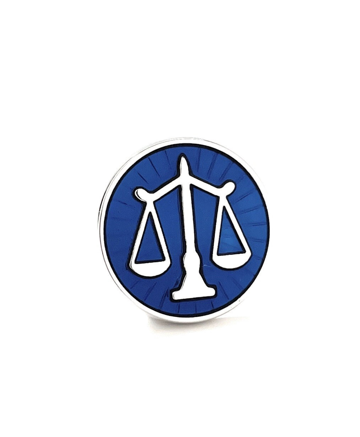 Scale of Justice Pin Lawyer Enamel Pin Court of Law Attorney Judge Tie Tack Law Student Blue Enamel Silver Trim Pro Pin