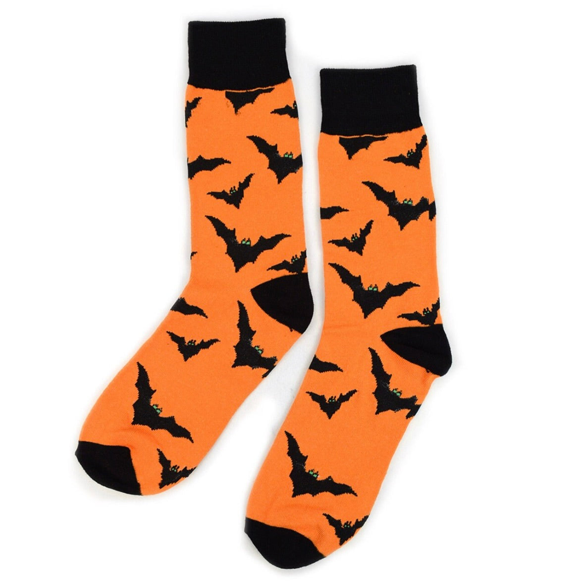 Halloween Men's Socks Orange Halloween Black Bats Socks Fun Crazy Party Socks