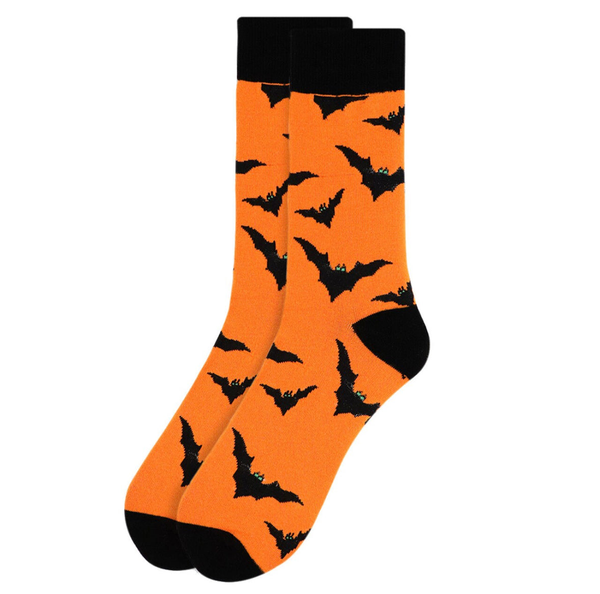 Halloween Men's Socks Orange Halloween Black Bats Socks Fun Crazy Party Socks