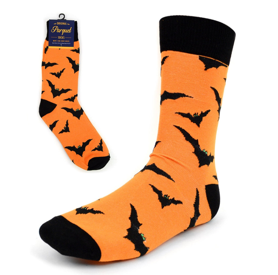 Halloween Men's Socks Orange Halloween Black Bats Socks Fun Crazy Party Socks